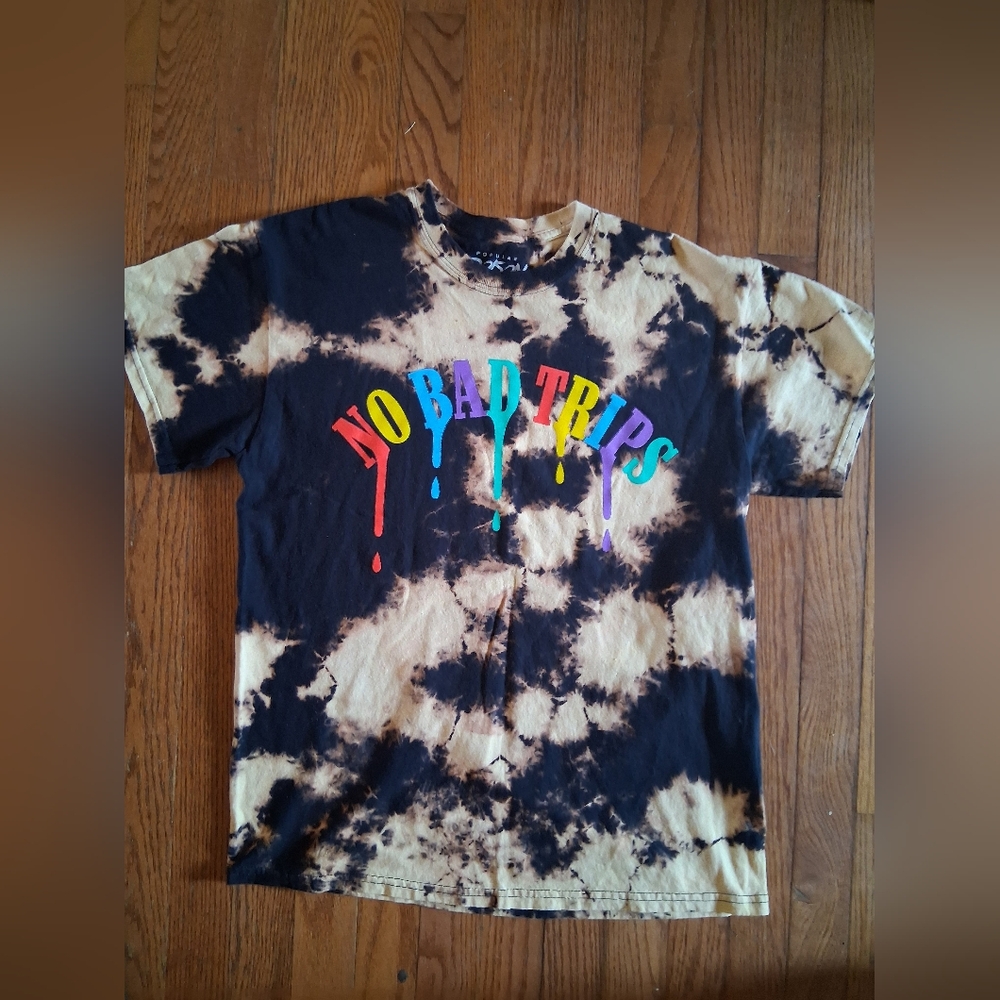 Popular Poison Tiedye TShirt with Colorful "No Bad Trips" Unisex Size M